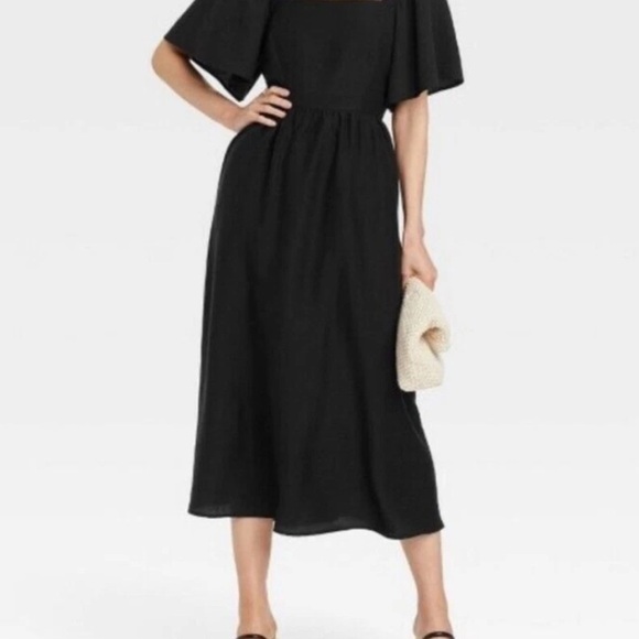 Sundress Black Smocked A-Line Midi Skirt - Picture 5 of 6